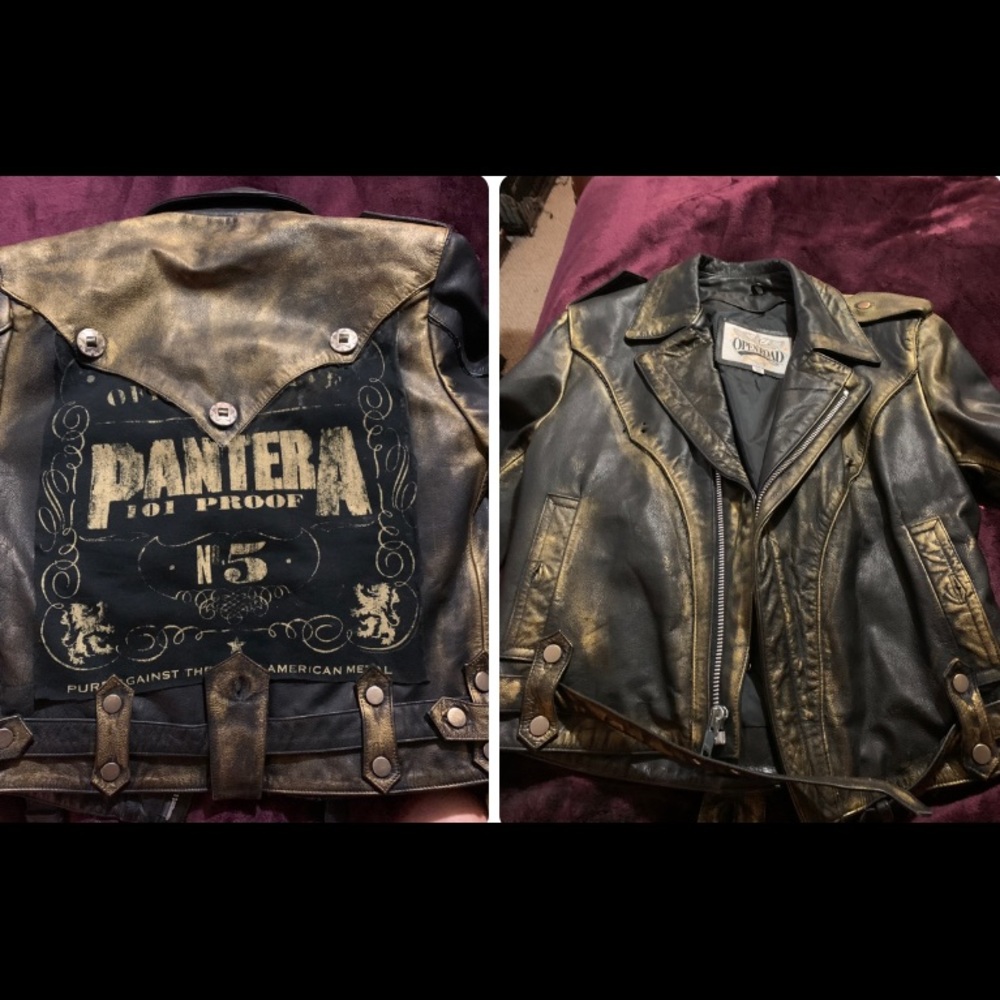 Pantera hand painted custom thick leather jacket bad ass !!!! Size 42